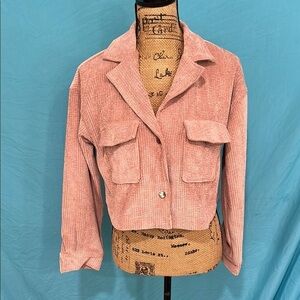 BTFBM Pink Cropped Mid-weight Corduroy Jacket